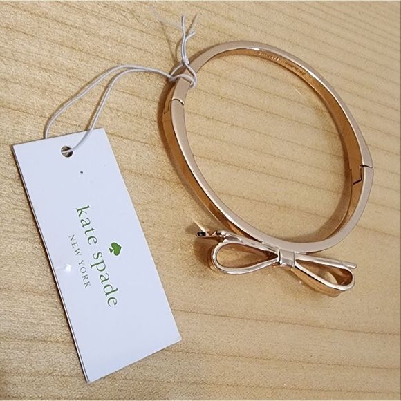 Kate Spade Love Notes Rose Gold Bow Skinny Clasp Bangle Bracelet - Picture 5 of 7